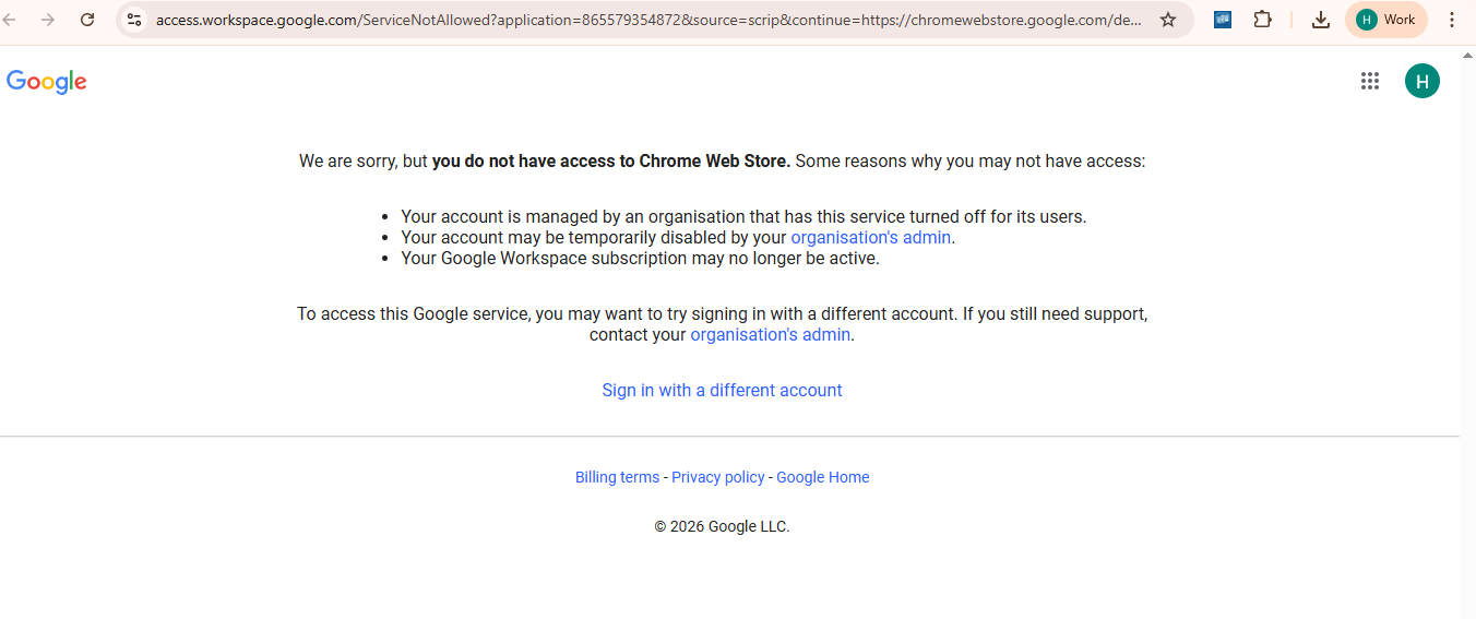 Access Denied Error Screen