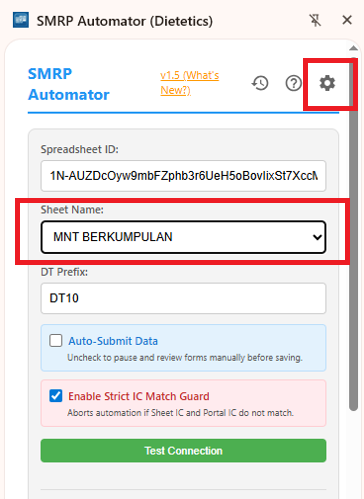 Change sheet name to MNT