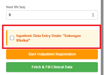 Inpatient: Data Entry Under 'Sokongan Klinikal'